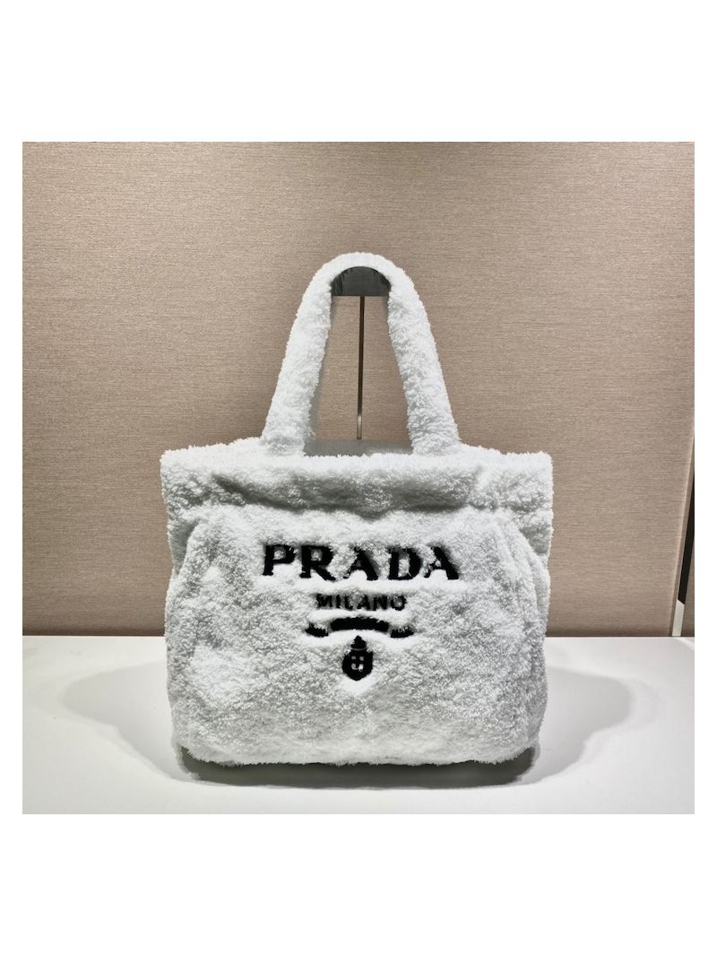 Prada Terry Tote Bag 1BG130 White