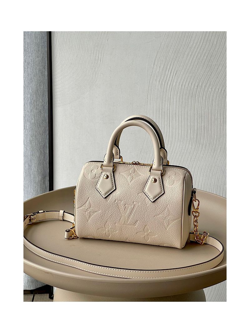 Louis Vuitton LV Speedy Bandoulière 20 with Oversize Monogram Empreinte Leather M58953 Creme
