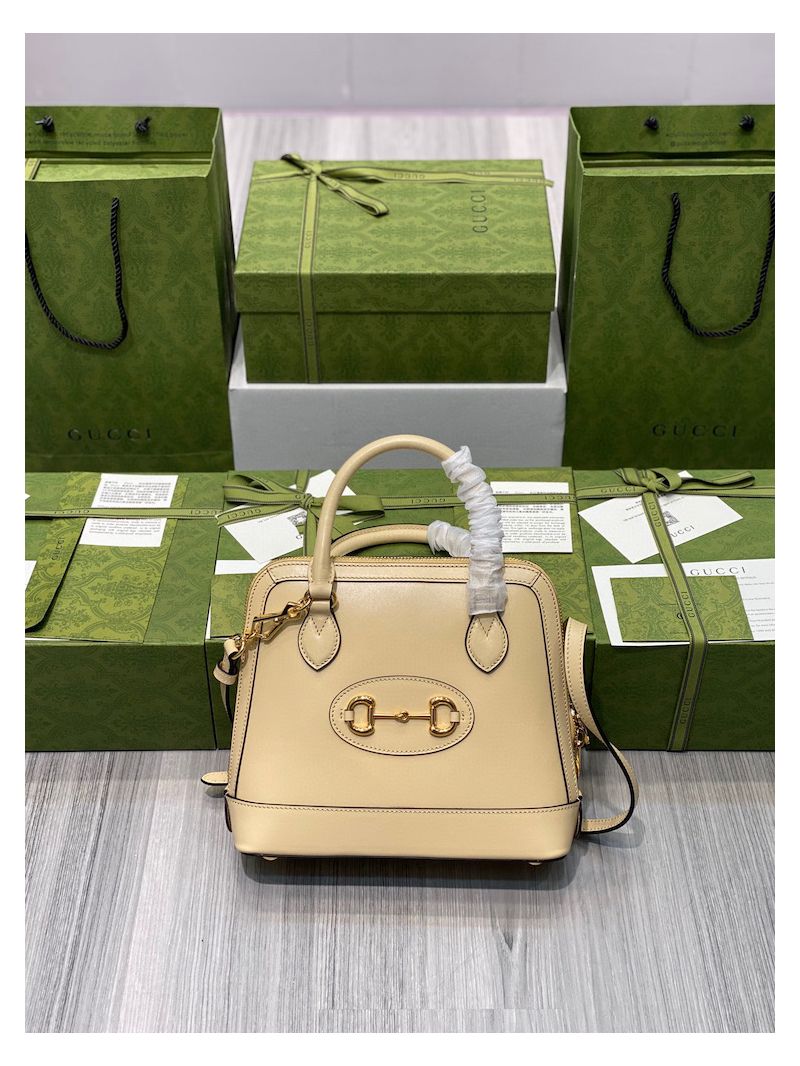 Gucci Horsebit 1955 Small Top Handle Bag 621220 Beige Leather