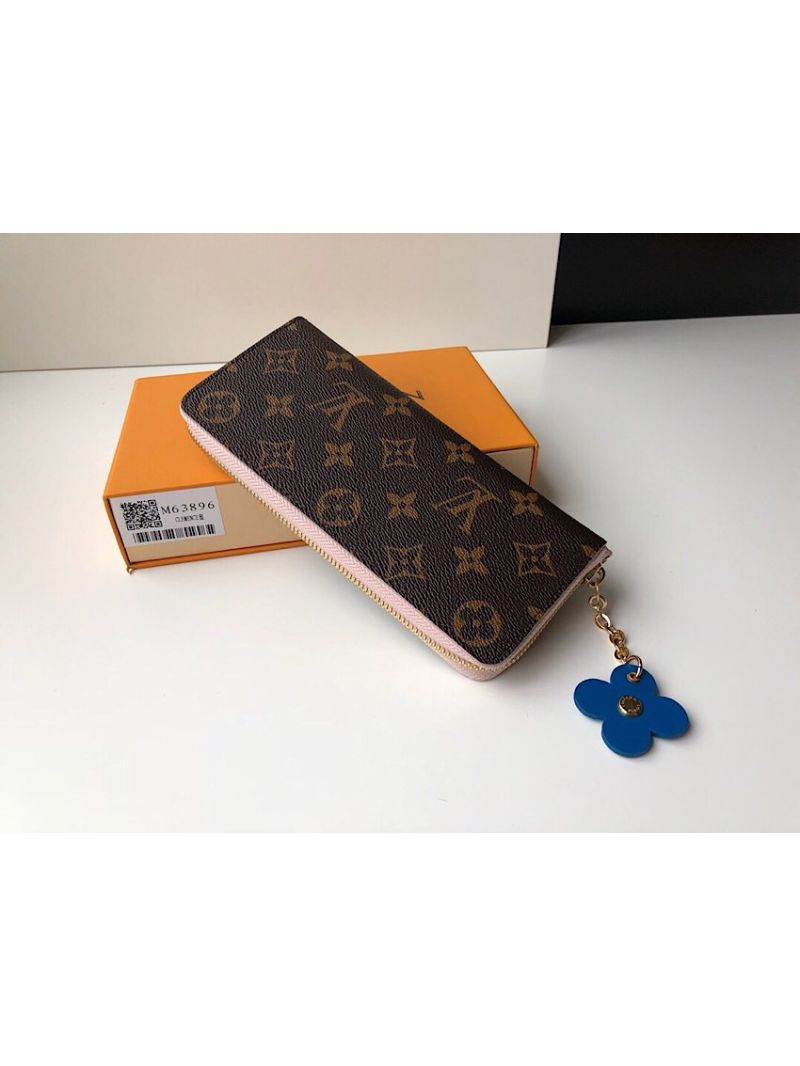 Louis Vuitton LV Clemence Wallet M63896 Monogram Canvas Rose Ballerine