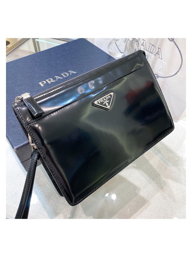Prada Brush Leather Pouch 2VF032 Black