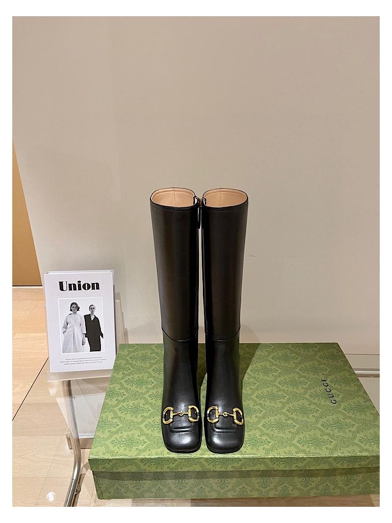 Gucci Women's Knee-High Boot With Horsebit 643889 Black