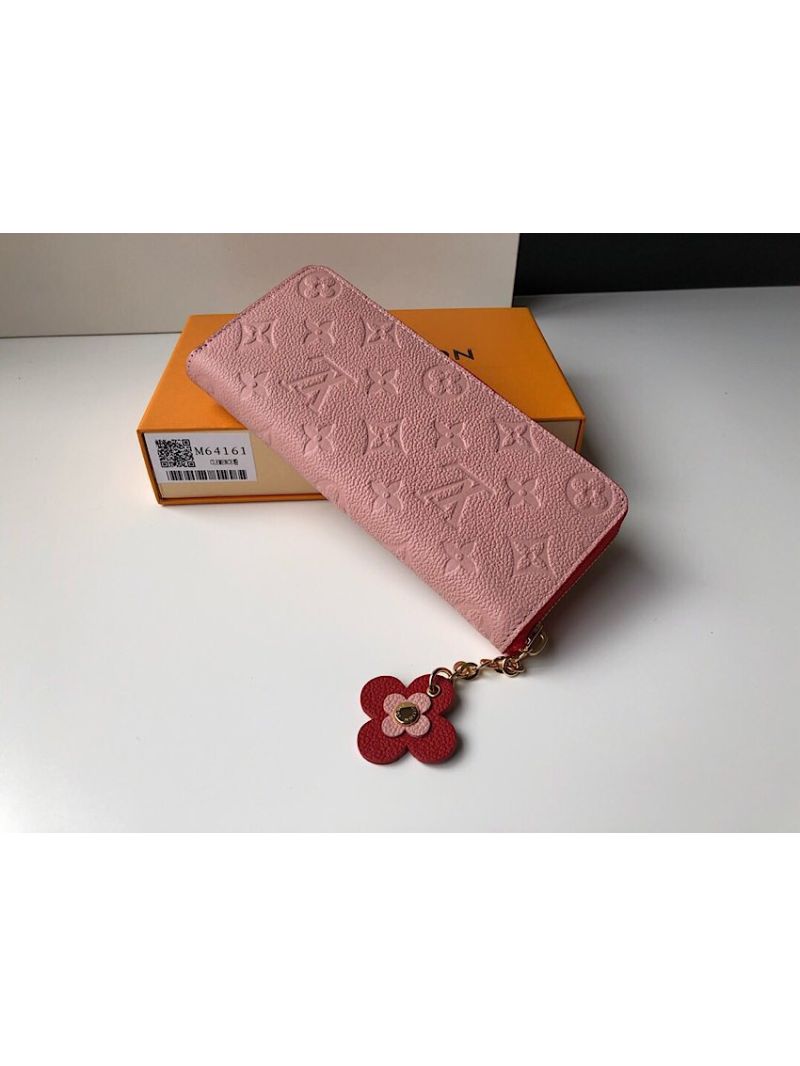 Louis Vuitton LV Clemence Wallet M63920 Monogram Empreinte Rose Ballerine