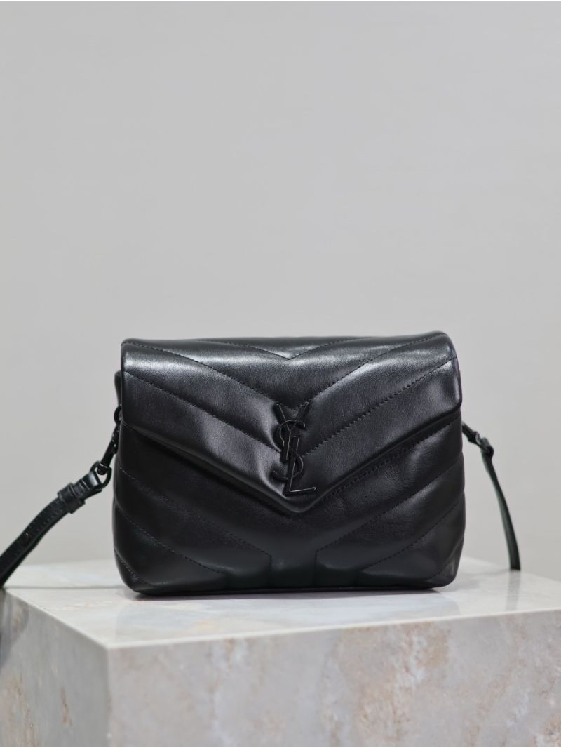 Yves Saint Laurent YSL Loulou Toy Bag In Matelassé "Y" Leather 467072 All Black