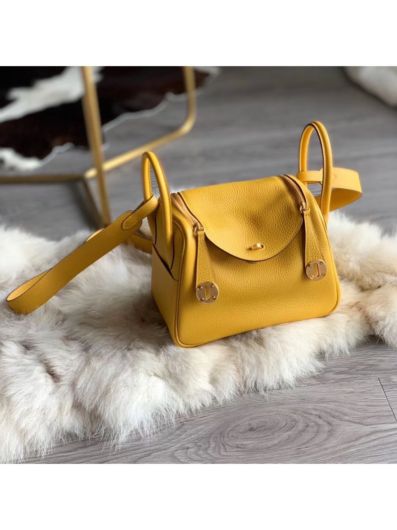 Hermes Mini Lindy 20cm Bag in Clemence Yellow