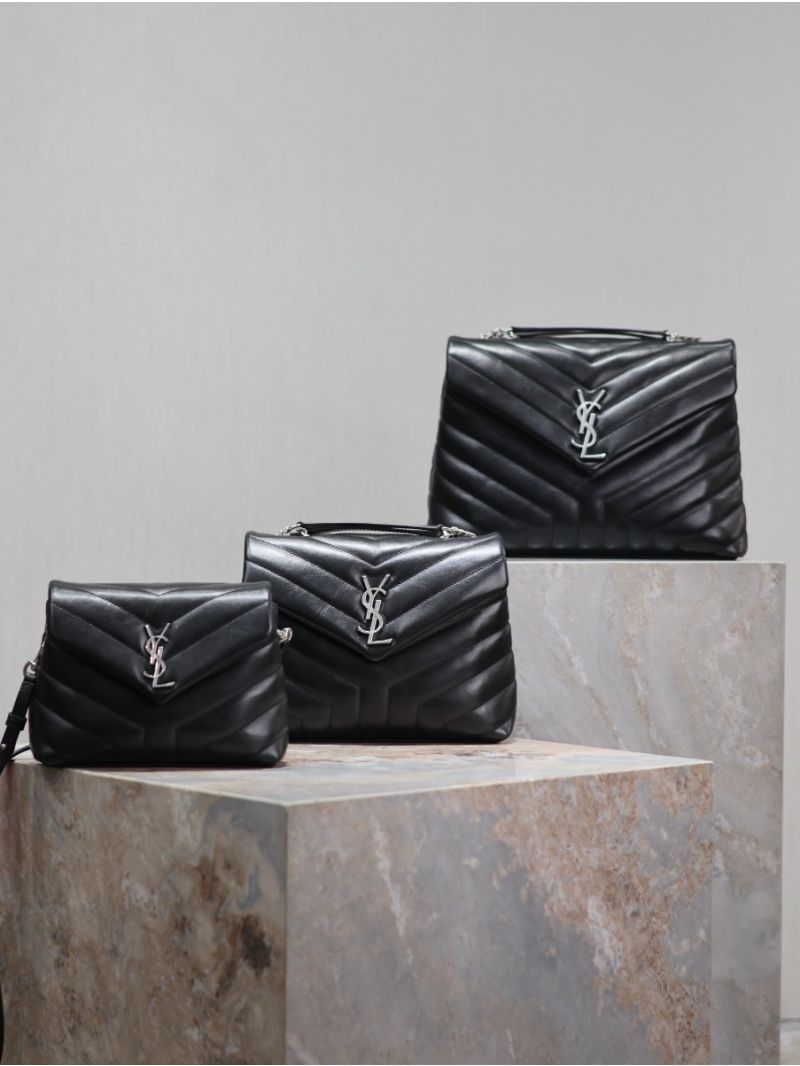 Yves Saint Laurent YSL Loulou Toy Bag In Matelassé "Y" Leather 467072 Black Silver Hardware