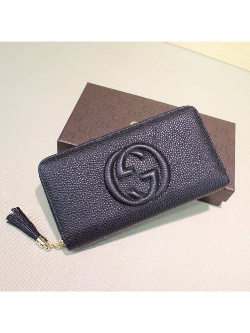 Gucci GG Soho leather zip around wallet black