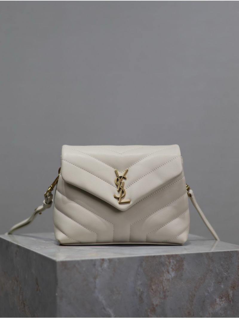 Yves Saint Laurent YSL Loulou Toy Bag In Matelassé "Y" Leather 467072 Blanc