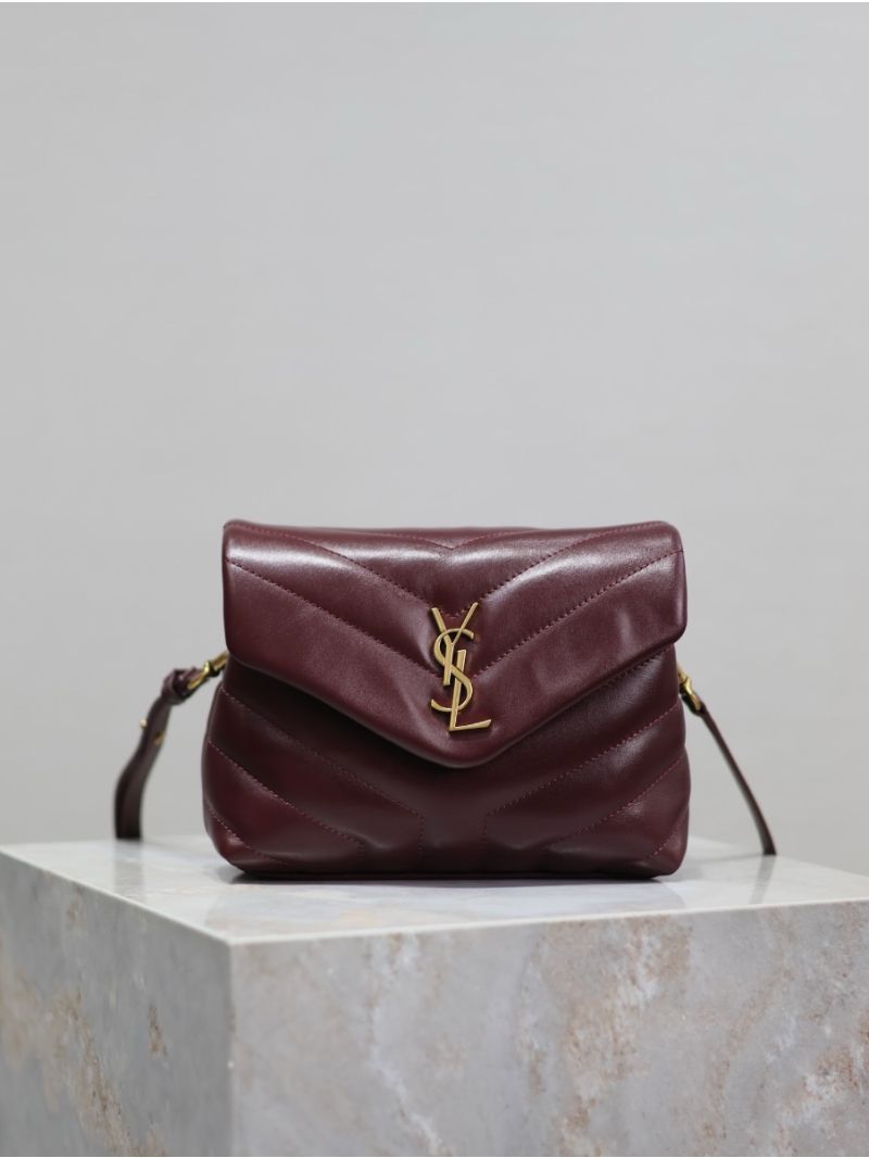 Yves Saint Laurent YSL Loulou Toy Bag In Matelassé "Y" Leather 467072 Dark Red Wine