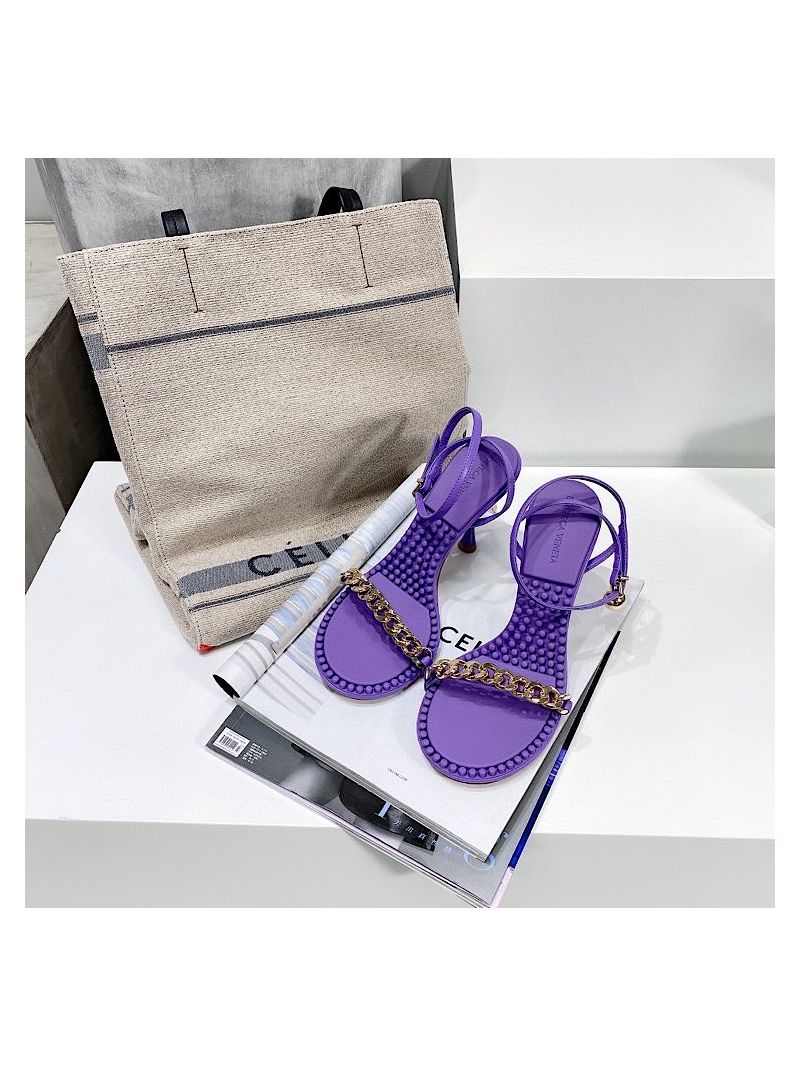 Bottega Veneta BV Dot Leather Sandals 667178 Purple