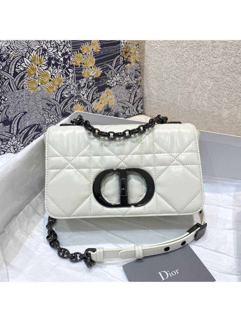 Dior Small Caro Bag Latte Quilted Macrocannage Calfskin with Ruthenium CD M9241B
