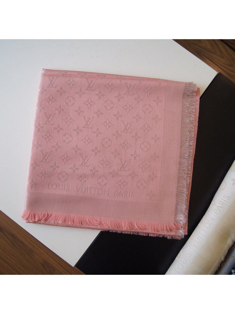 Louis Vuitton LV Classic Monogram Shine Shawl M75123 Rose Velours
