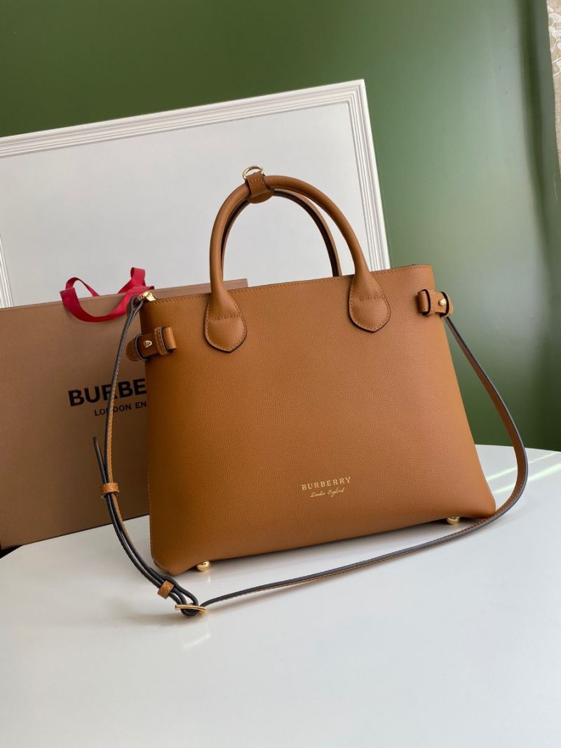 Burberry The Small Banner in Leather and House Check Caramel