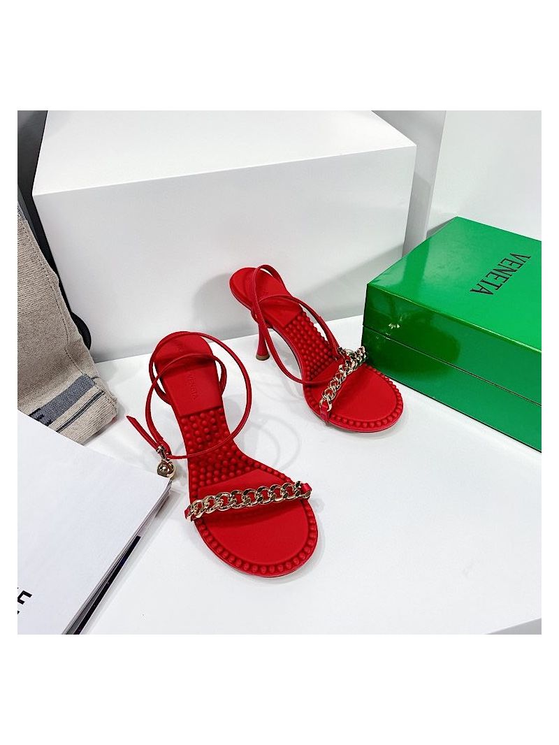 Bottega Veneta BV Dot Leather Sandals 667178 Red