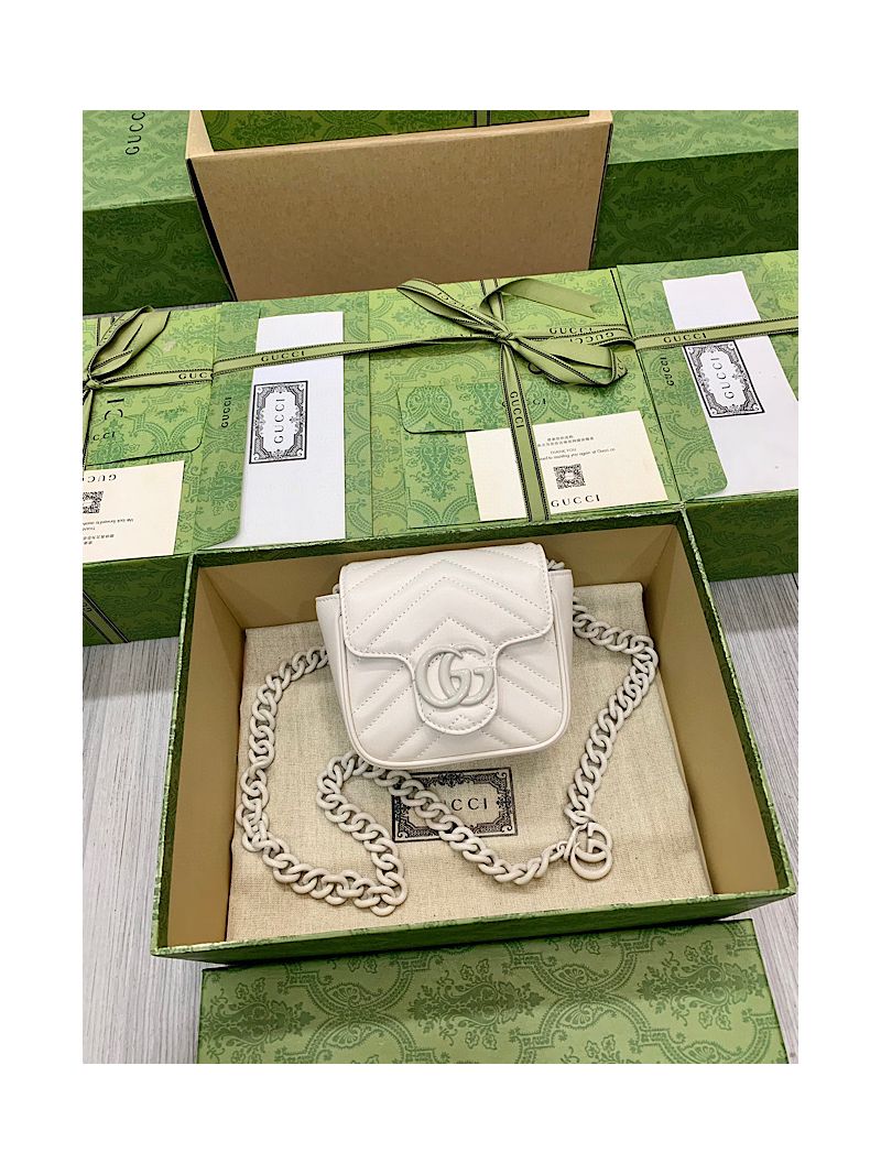 Gucci GG Marmont Matelassé Belt Bag 739599 White