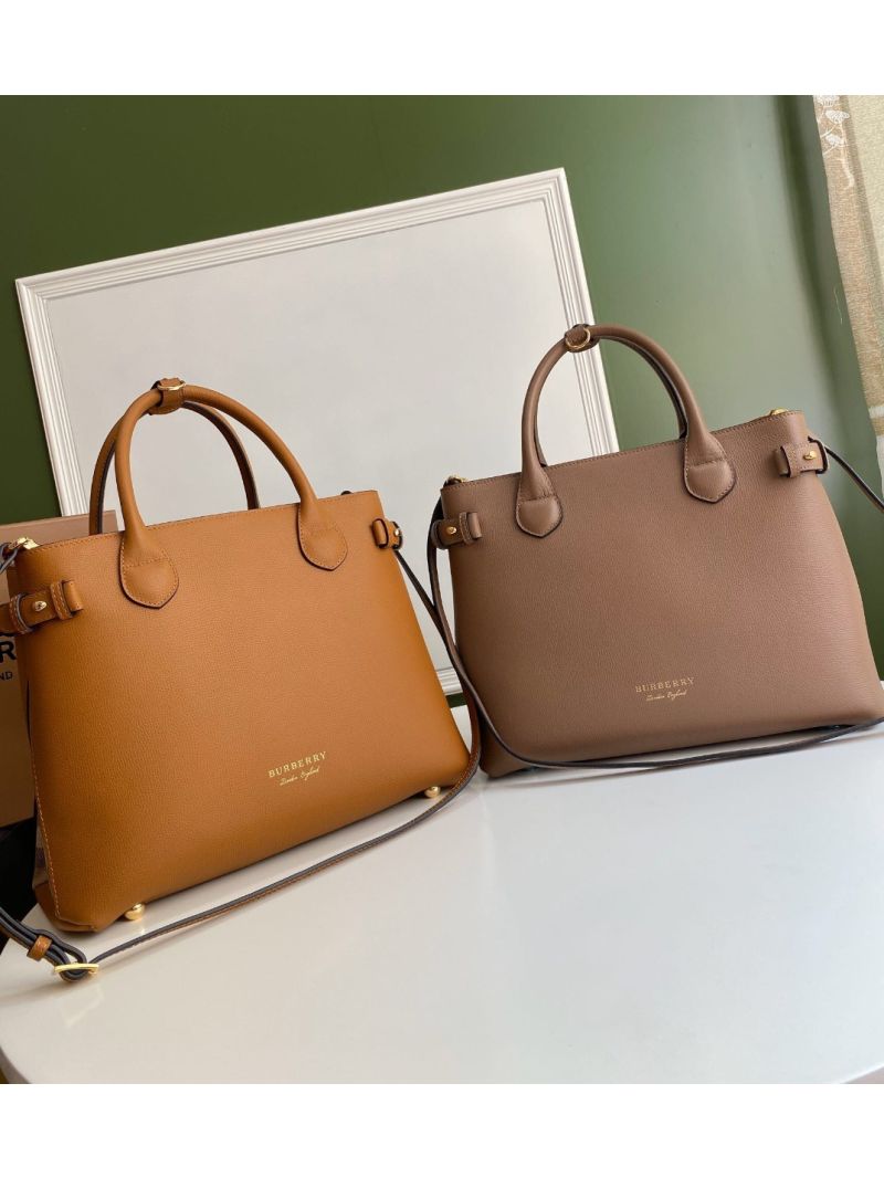 Burberry The Small Banner in Leather and House Check Brown