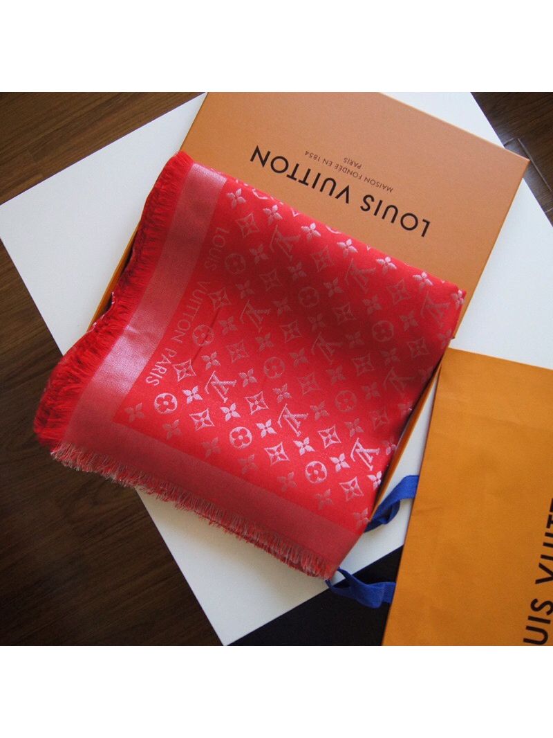 Louis Vuitton LV Classic Monogram Shine Shawl M75123 Red