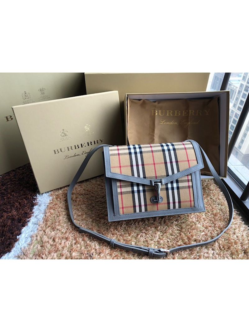 Burberry Small Vintage Check and Leather Crossbody Bag 80063591 Taupe brown