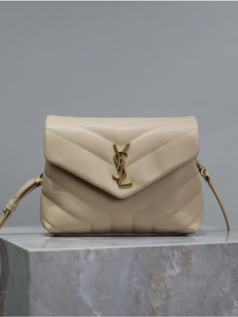 Yves Saint Laurent YSL Loulou Toy Bag In Matelassé "Y" Leather 467072 Beige