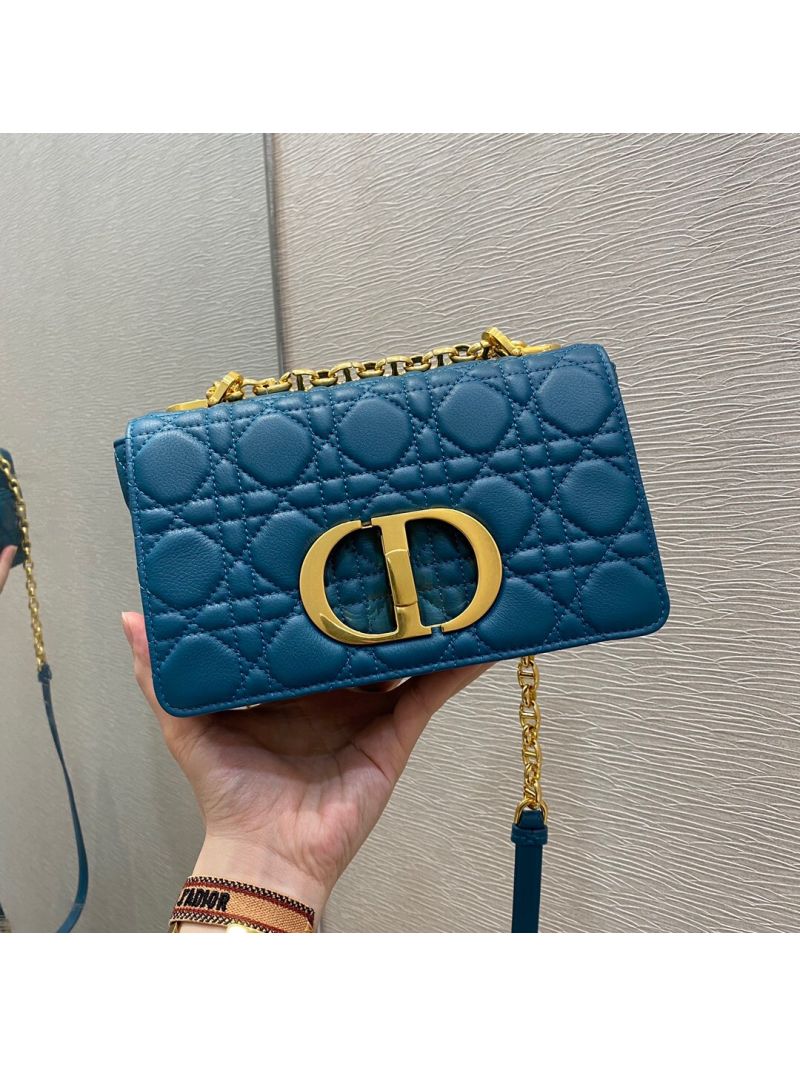 Dior Small Caro Bag Soft Cannage Calfskin M9241 Ocean Blue