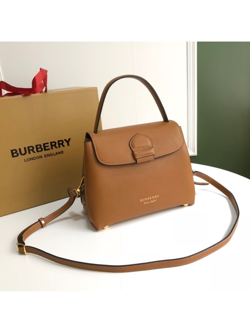 Burberry Grainy Leather and House Check Tote Bag Caramel