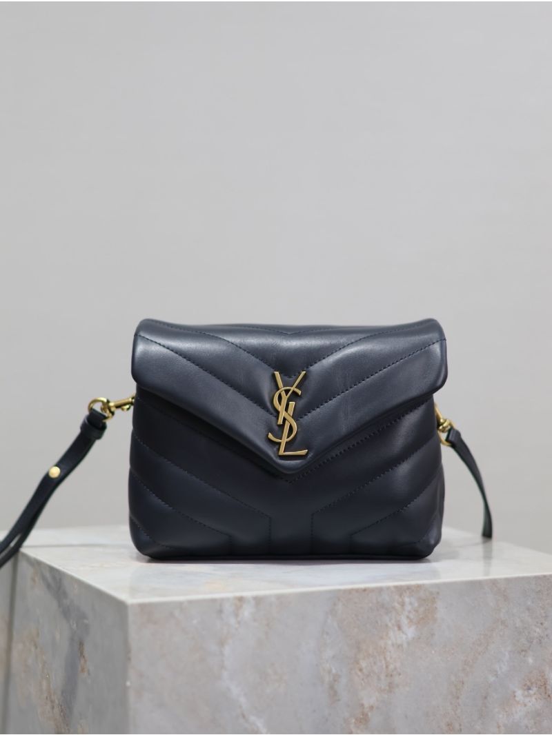 Yves Saint Laurent YSL Loulou Toy Bag In Matelassé "Y" Leather 467072 Blue