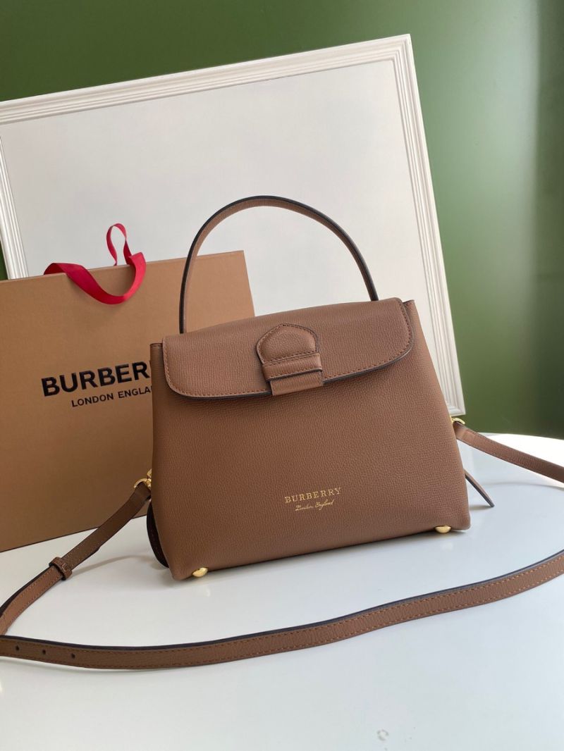Burberry Grainy Leather and House Check Tote Bag Tan