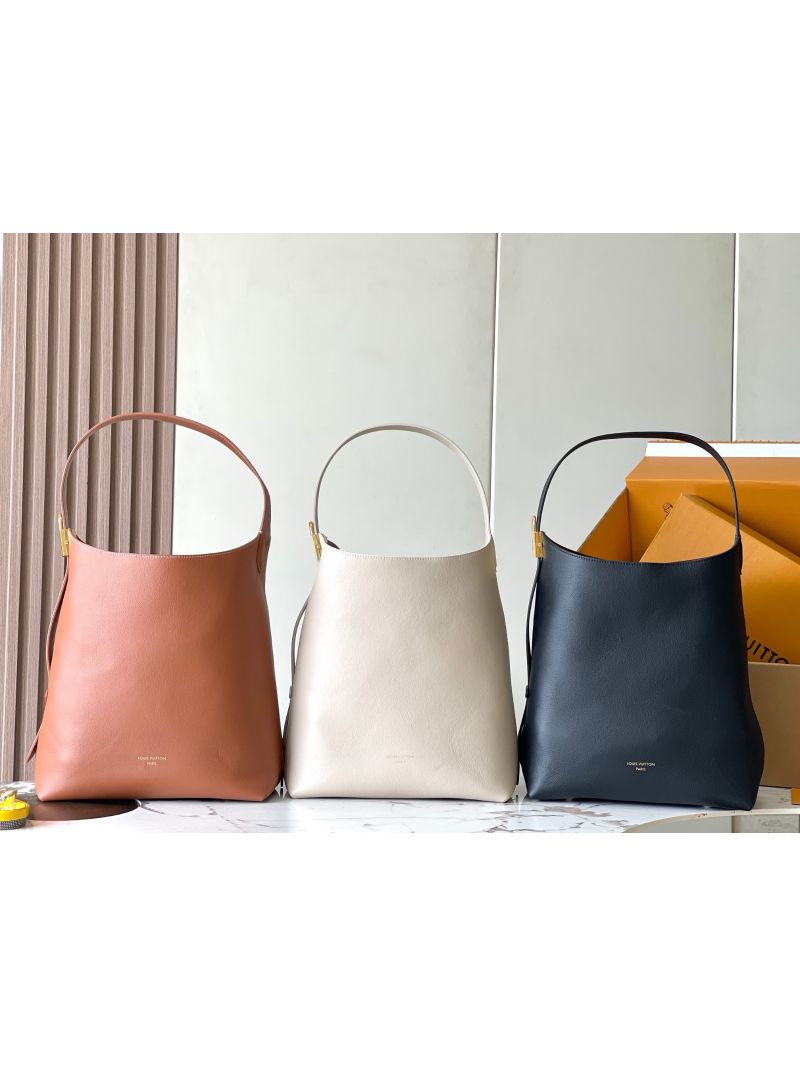 Louis Vuitton LV Low Key Hobo MM M24856 Grained Calfskin Cognac