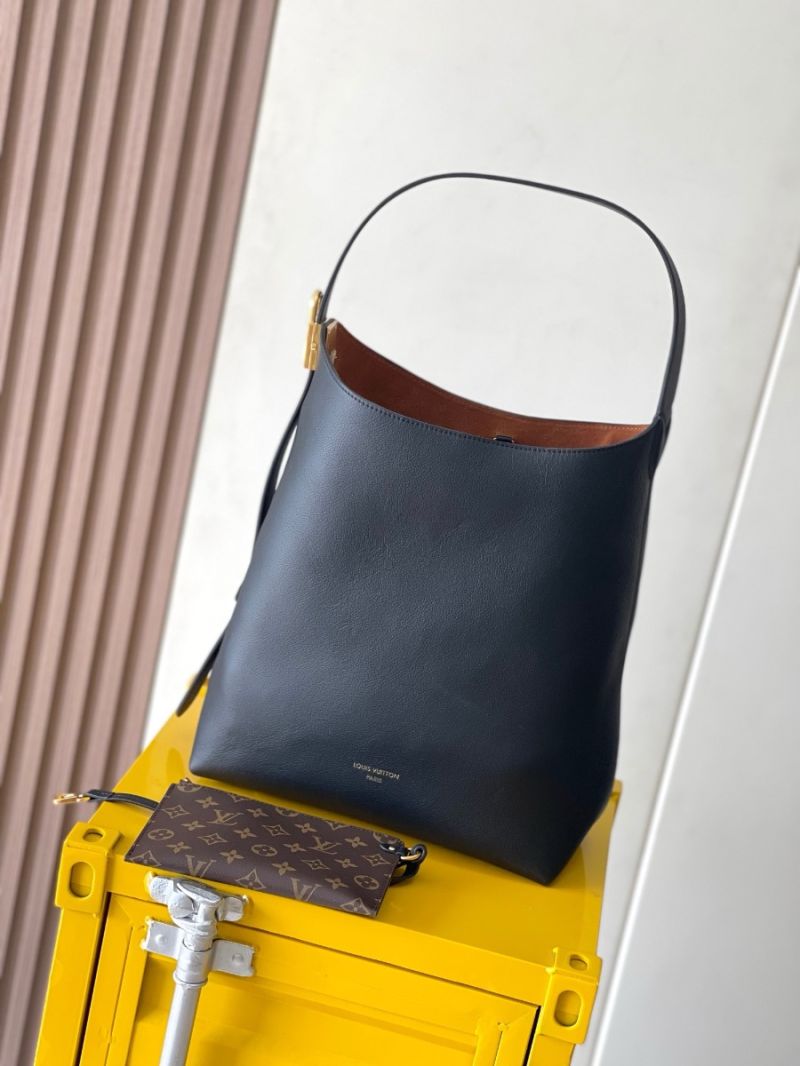 Louis Vuitton LV Low Key Hobo MM M24856 Grained Calfskin Black