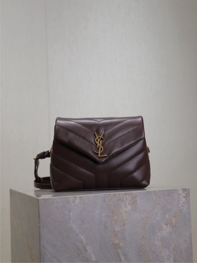 Yves Saint Laurent YSL Loulou Toy Bag In Matelassé "Y" Leather 467072 coffee