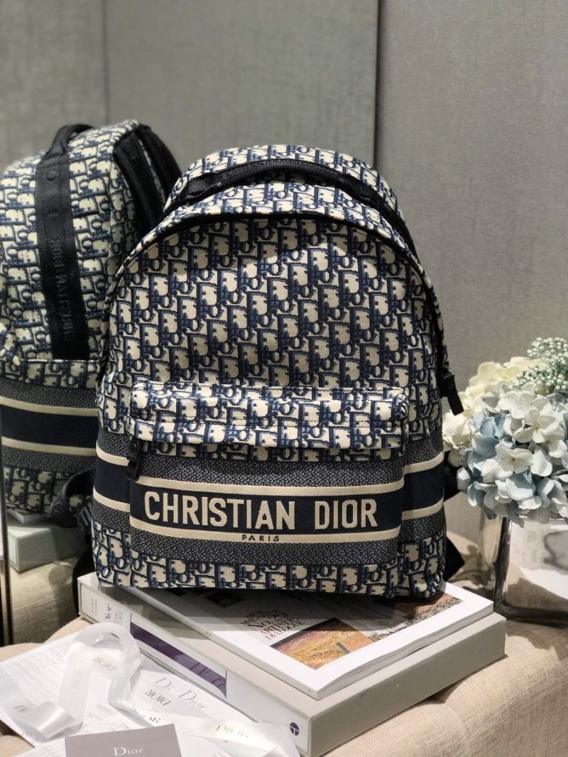 Dior Diortravel Blue Oblique Technical Canvas Backpack
