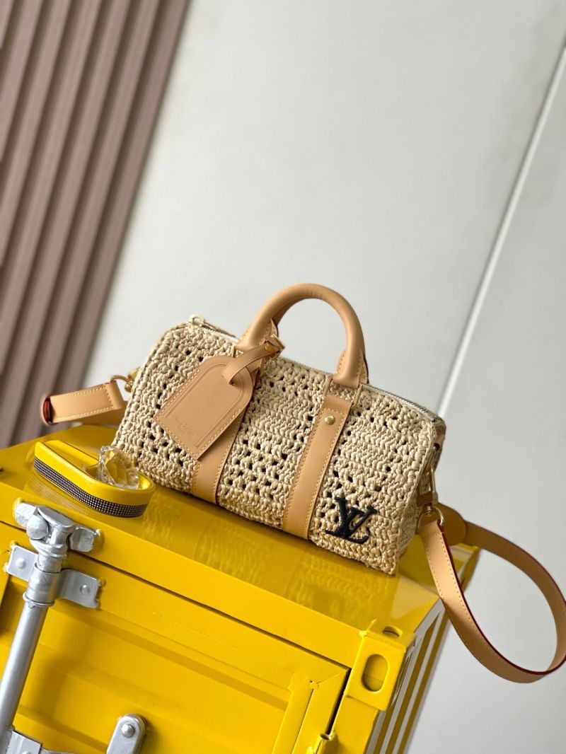 Louis Vuitton LV M25010 Keepall Bandoulière 25 Damier Raffia Natural Beige