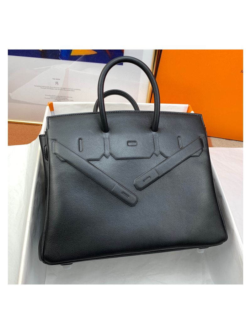 Hermes Birkin Shadow Bag 25 35 Swift Leather Black (Limited Edition)