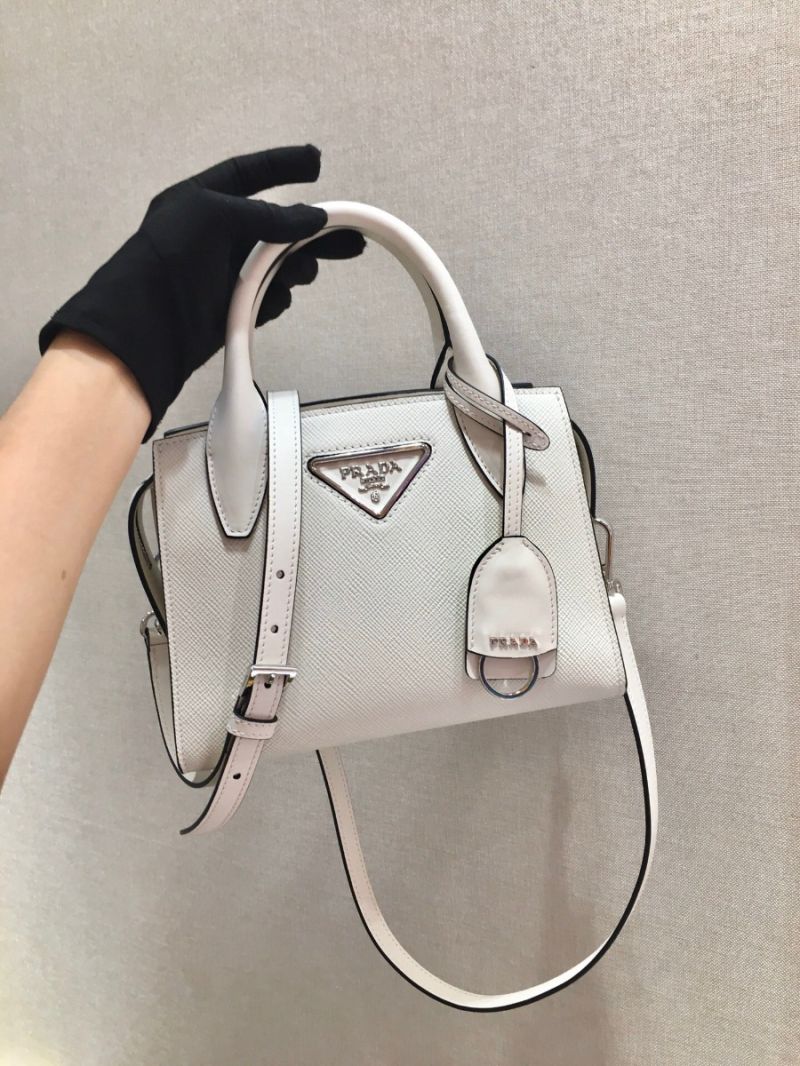 Prada Saffiano Leather Handbag 1BA269 White