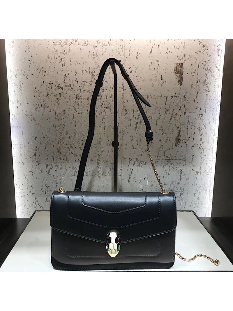 Bvlgari Serpenti Forever Flap Cover Bag 280177 Black