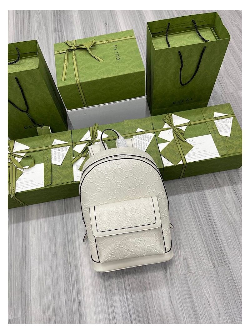 Gucci GG Embossed Backpack 658579 White