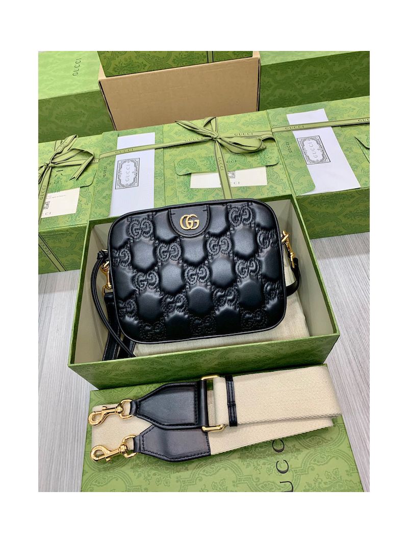 Gucci GG Matelassé leather small bag 702234 Black