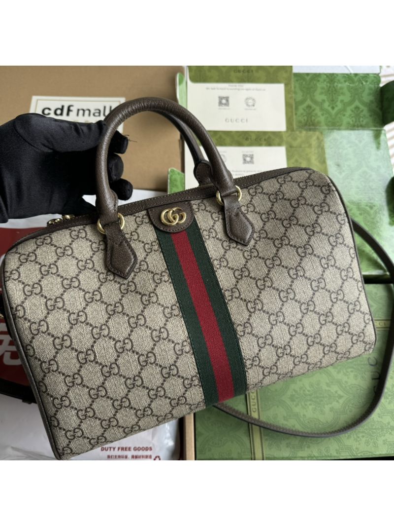 Gucci Ophidia GG Medium Top Handle Bag 772065 Beige and ebony GG Supreme