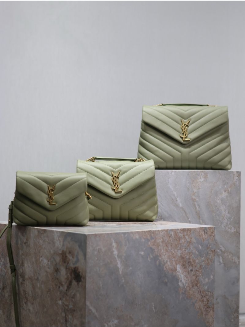 YSL Saint Laurent Medium Loulou Bag In "Y" Matelassé Leather 459749 Avocado