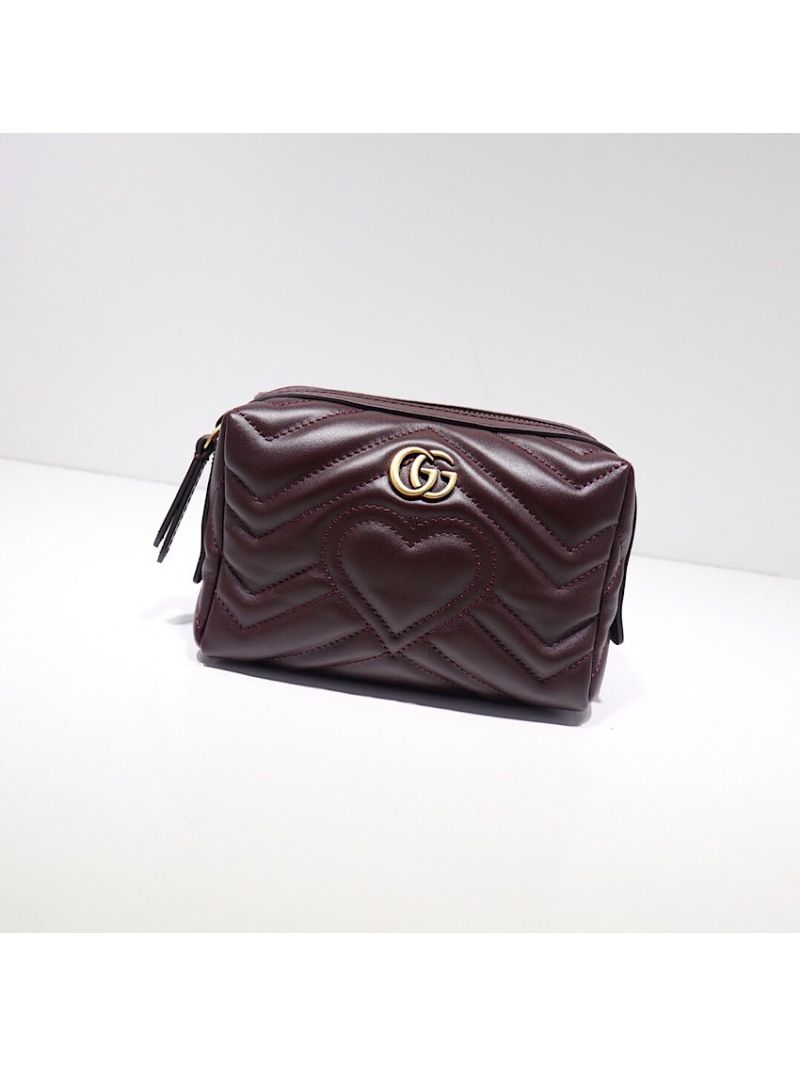 Gucci Marmont Matelasse Leather Cosmetic Bag 476165 Wine