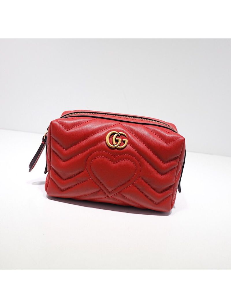 Gucci Marmont Matelasse Leather Cosmetic Bag 476165 Red