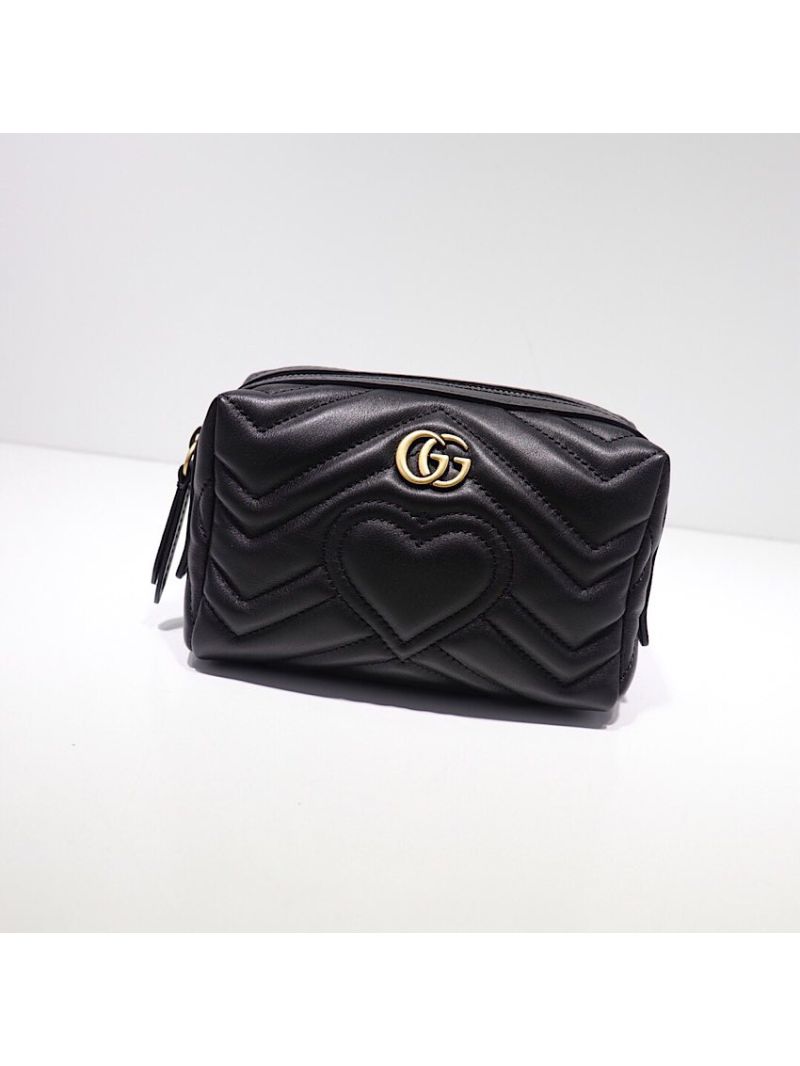 Gucci Marmont Matelasse Leather Cosmetic Bag 476165 Black