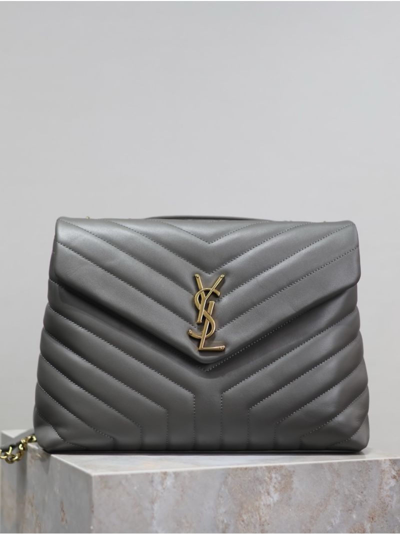 YSL Saint Laurent Medium Loulou Bag In "Y" Matelassé Leather 459749 Gray
