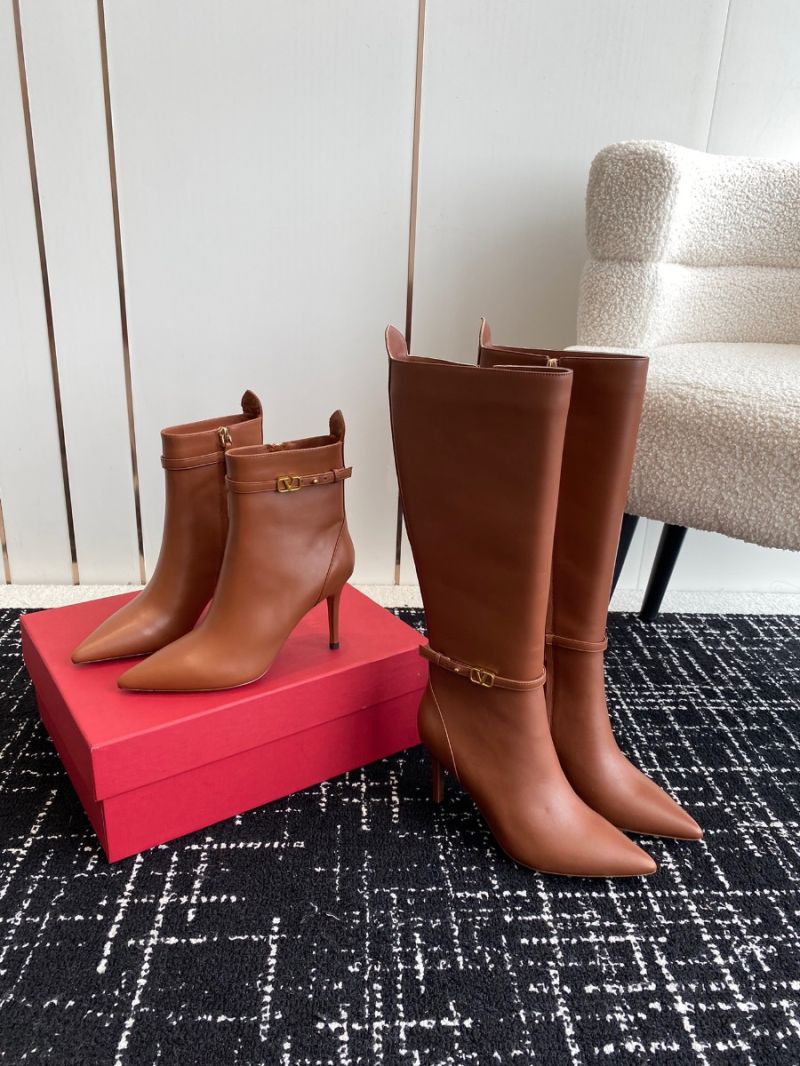 Valentino Garavani Tan-Go Boot In Calfskin Leather 80mm 1W0S0FP6 Brown