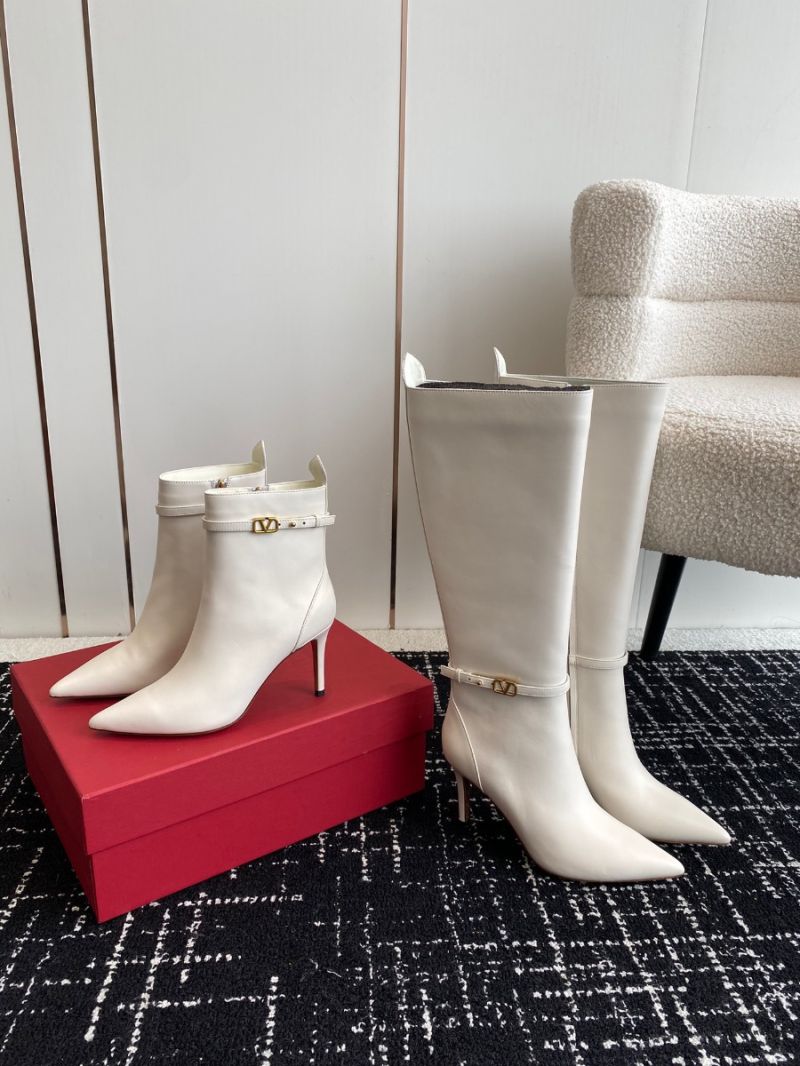 Valentino Garavani Tan-Go Ankle Boot In Calfskin Leather 80mm 1W0S0FP5 White