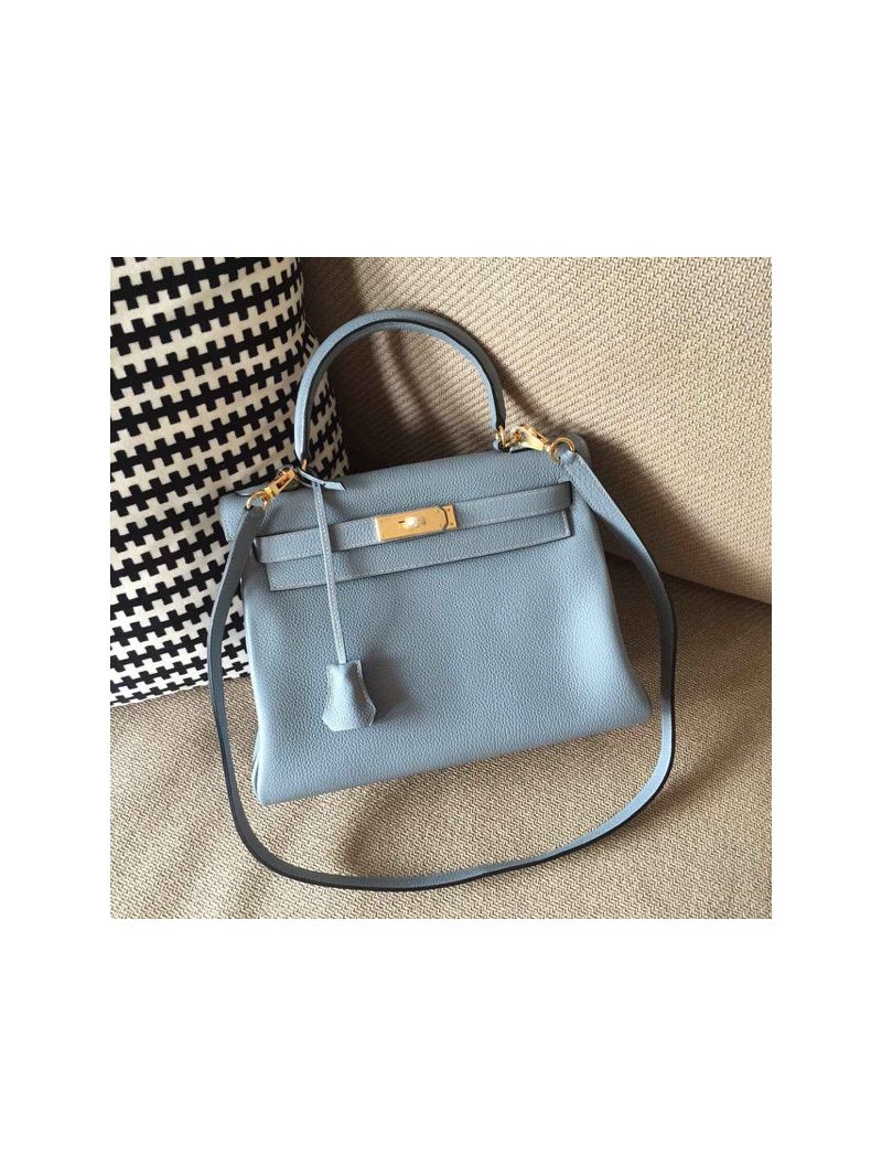Hermes Kelly 28 32 Baby Blue Togo Leather