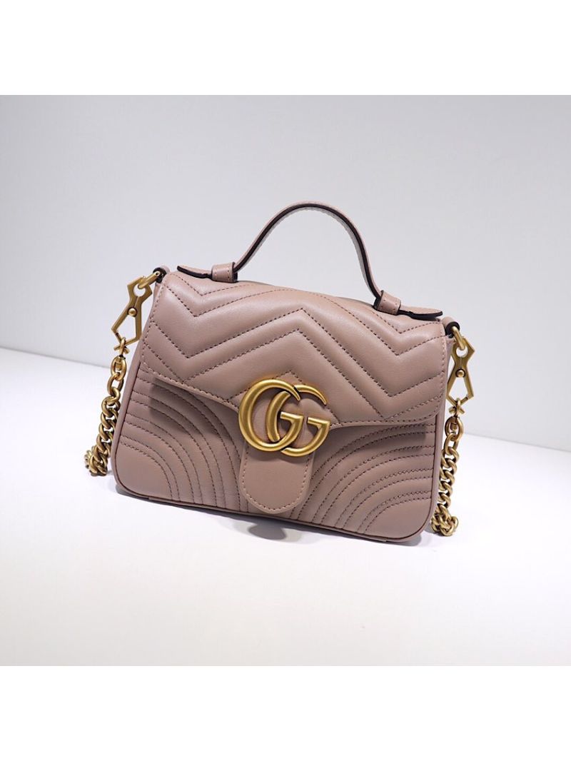 Gucci GG Marmont Mini Top Handle Bag 547260 Nude