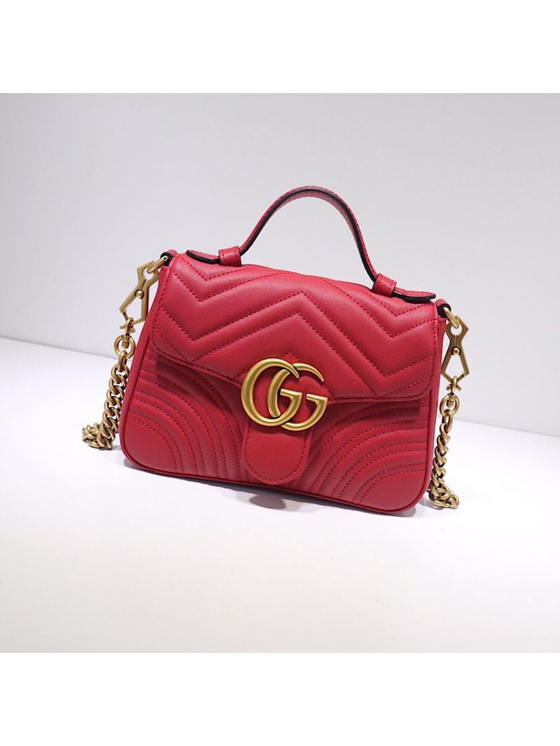 Gucci GG Marmont Mini Top Handle Bag 547260 Red