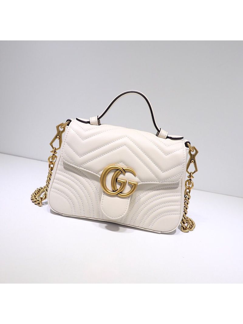 Gucci GG Marmont Mini Top Handle Bag 547260 White