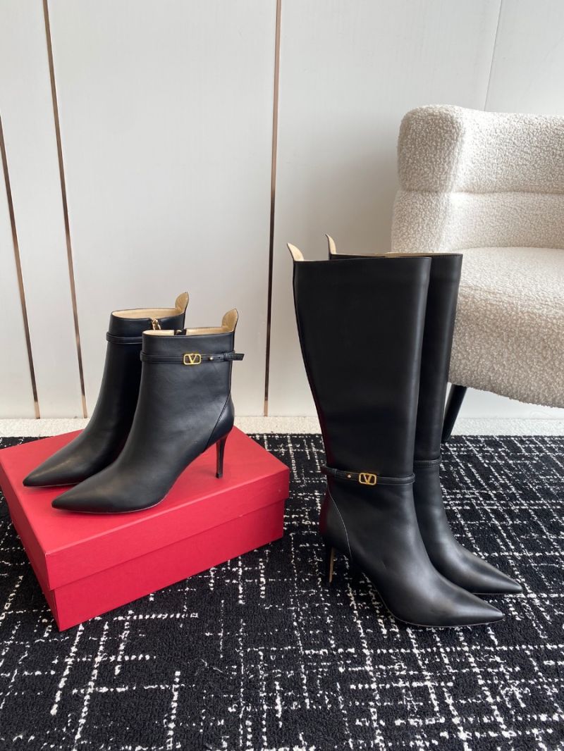 Valentino Garavani Tan-Go Ankle Boot In Calfskin Leather 80mm 1W0S0FP5 Black